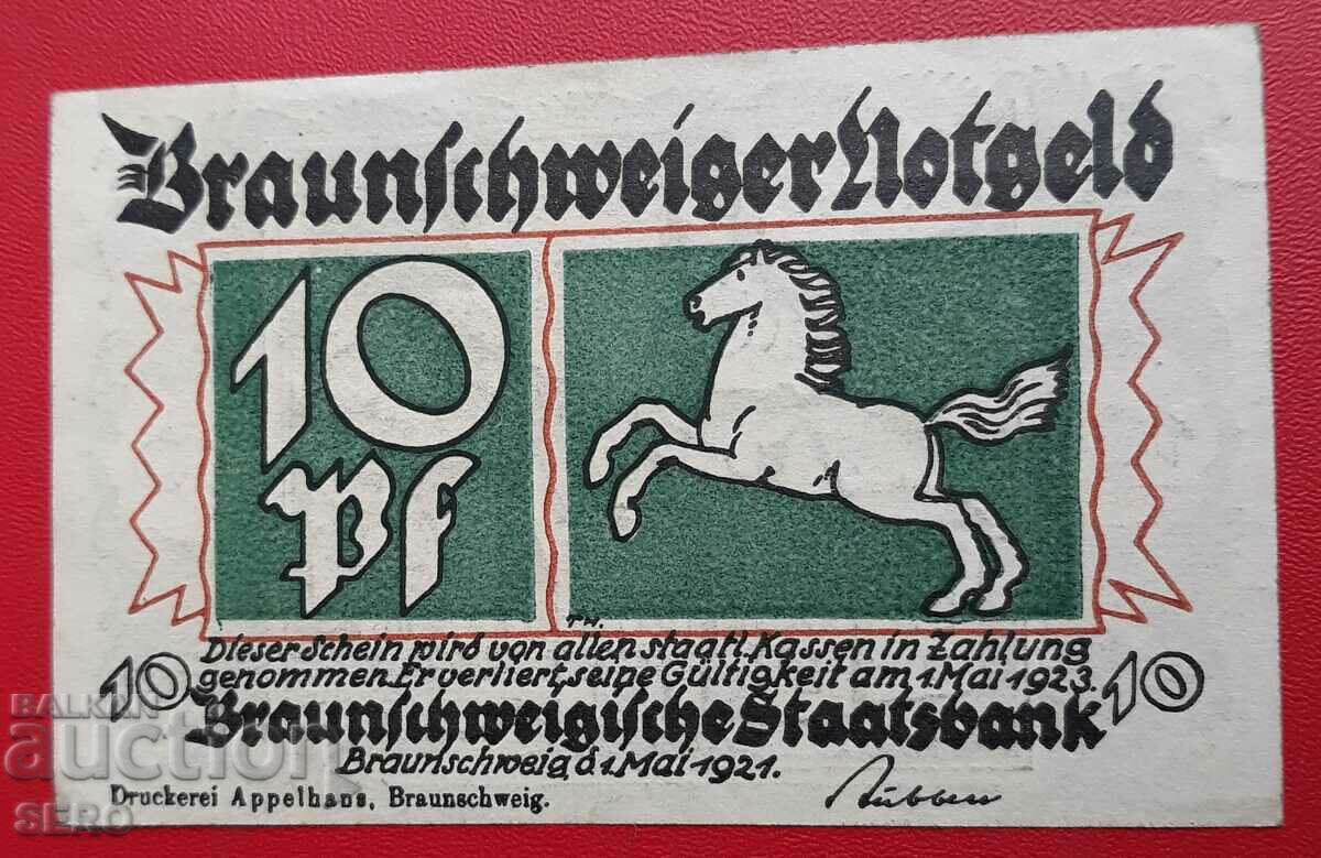 Банкнота-Германия-Брауншвийг-Бланкенбург-10 пфенига 1921