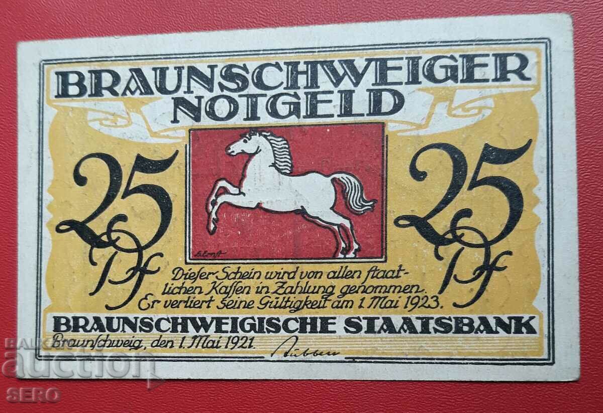 Банкнота-Германия-Брауншвийг-Бланкенбург-25 пфенига 1921