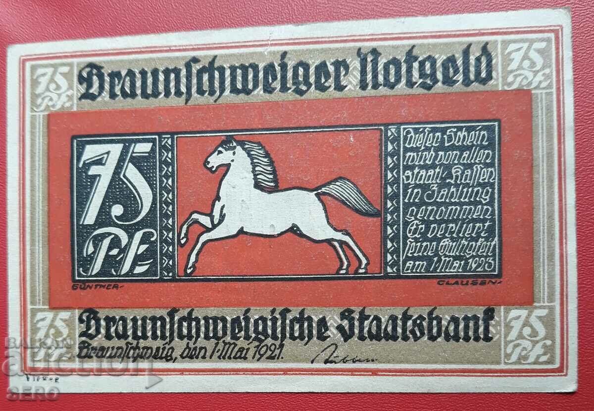 Банкнота-Германия-Брауншвийг-Бад Харцбург-75 пфенига 1921