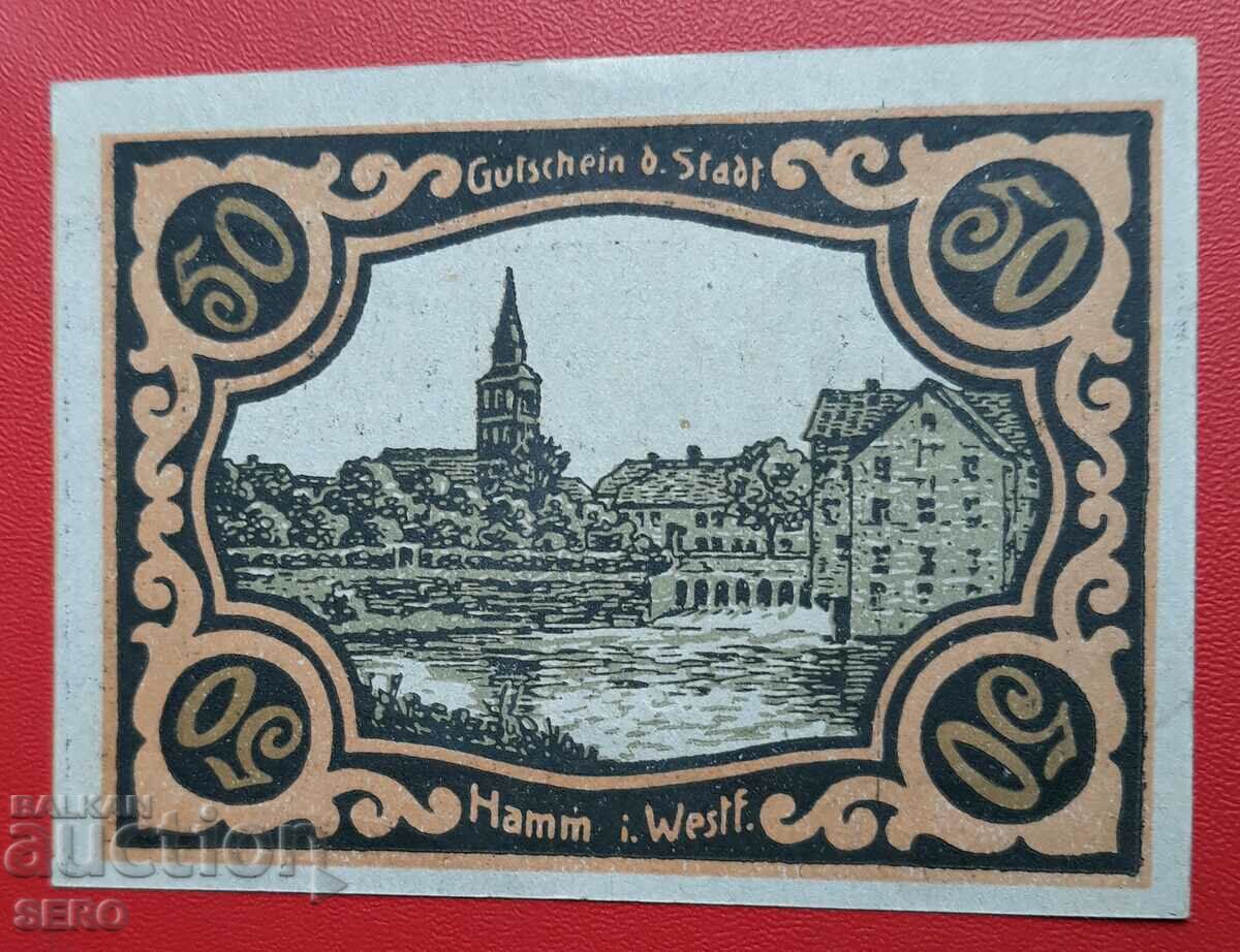 Банкнота-Германия-С.Рейн-Вестфалия-Хам-50 пфенига 1920