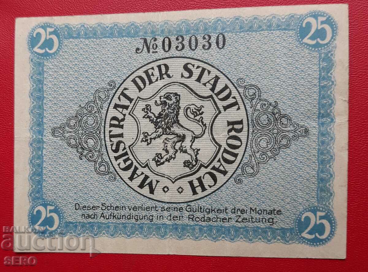 Bancnota-Germania-Bavaria-Bad Rodach-25 Pfennig 1920