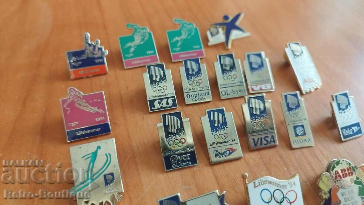 Auction Lot of badges, Winter Olympics, Lillehammer, 1994 - 21 pcs. Auction Lot of badges, Winter Olympics, Lillehammer, 1994 - 21 pcs.