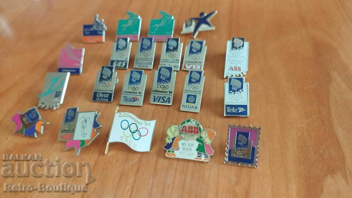 Lot of badges, Winter Olympics, Lillehammer, 1994 - 21 pcs. - 5 Lot of badges, Winter Olympics, Lillehammer, 1994 - 21 pcs. - 5