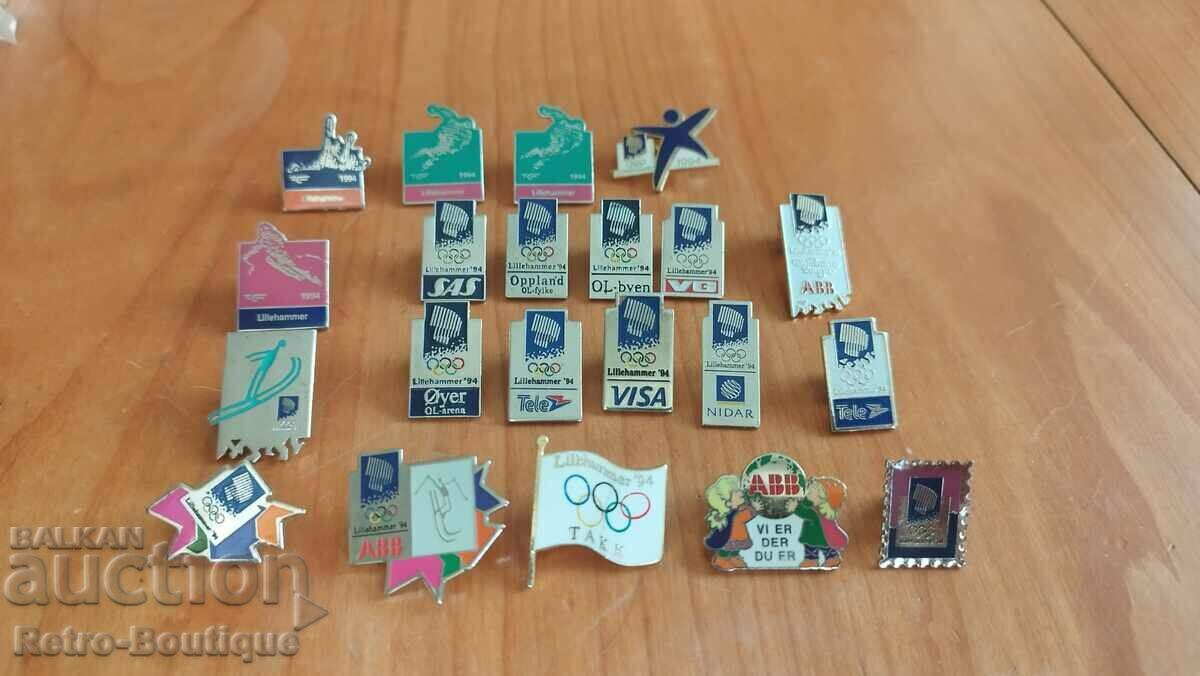 Lot of badges, Winter Olympics, Lillehammer, 1994 - 21 pcs.