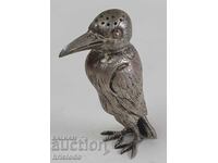 Old silver salt shaker woodpecker