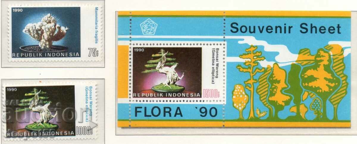 1990. Индонезия. Растения + Блок.