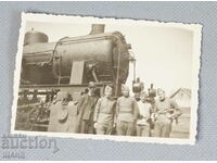 Стара  Военна снимка войници униформа влак локомотив