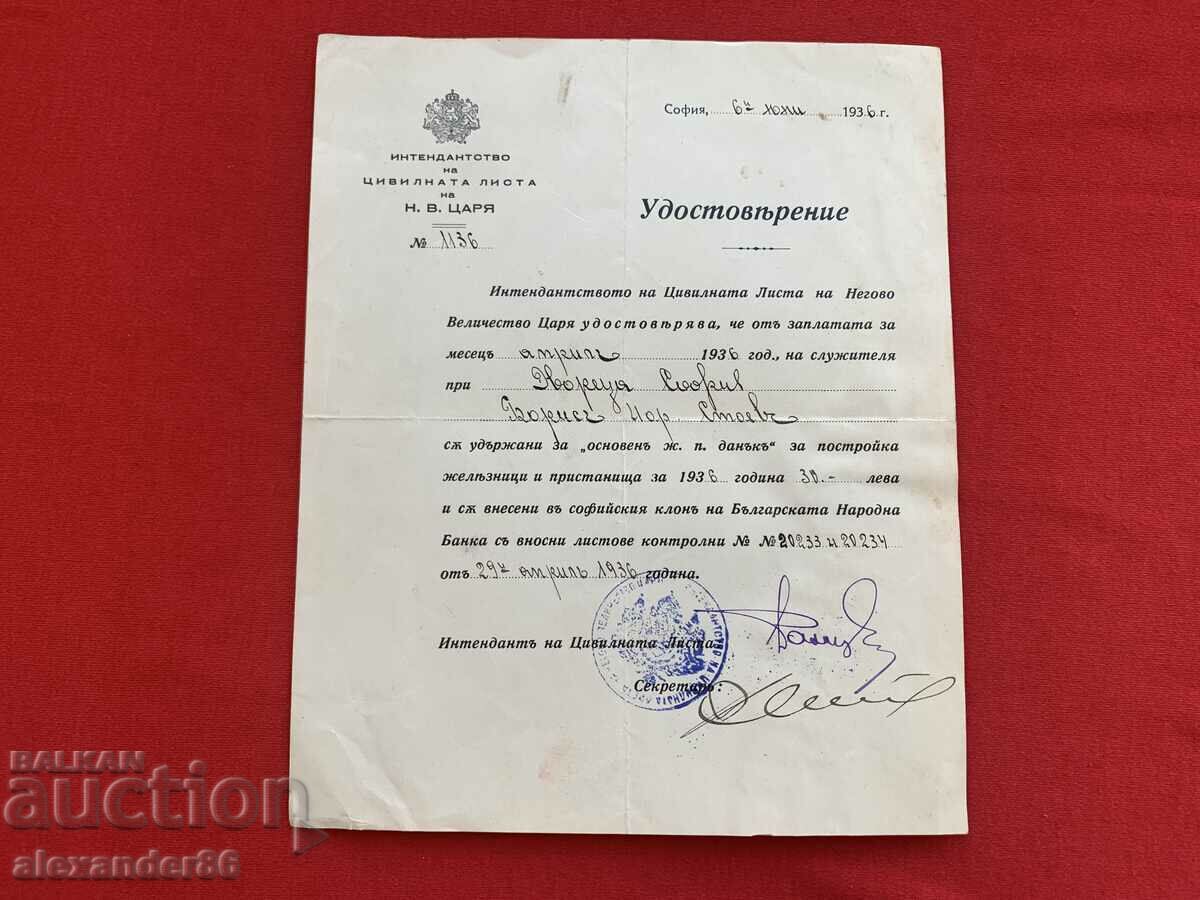 Intendența listei civile a regelui 1936