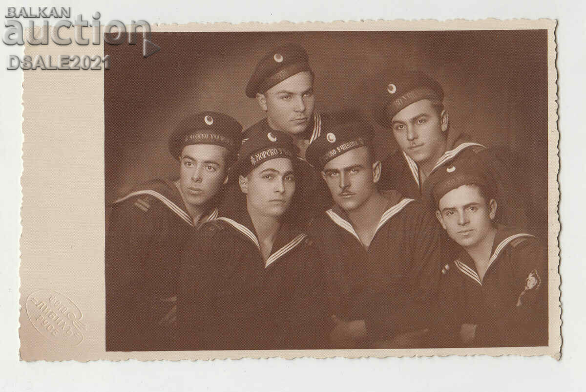 fotografie veche anii 1930 Liebig Ruse grup de marinari 13,8x8,8cm.