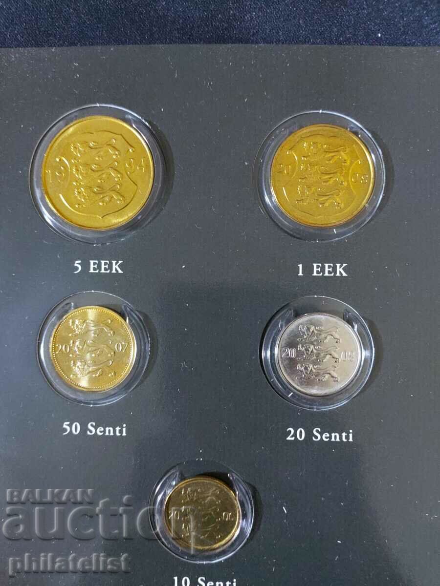 Delivery of Estonia - Complete set in kroner 1994-2008 and Euro series 2011 Delivery of Estonia - Complete set in kroner 1994-2008 and Euro series 2011