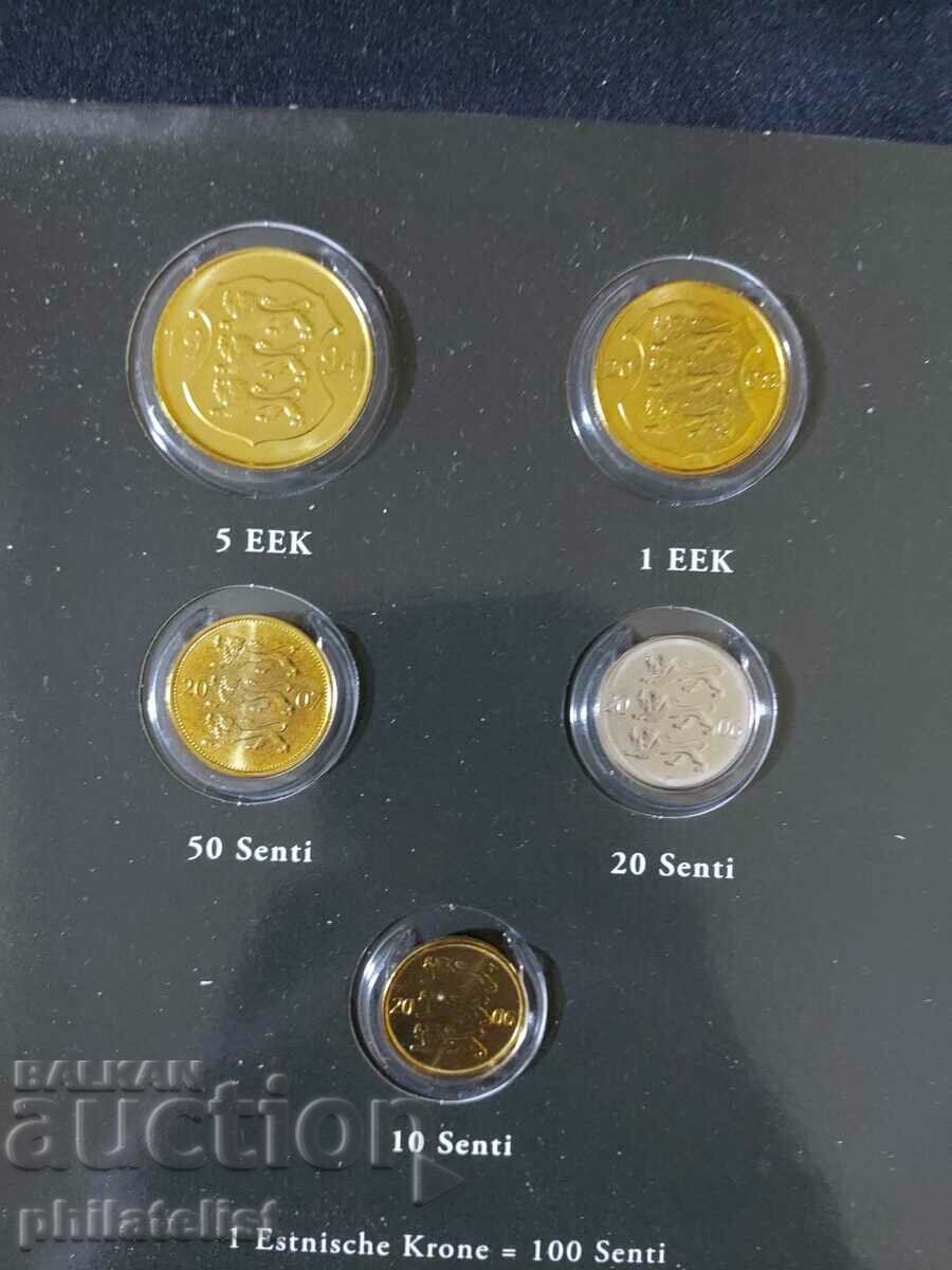 Delivery of Estonia - Complete set in kroner 1994-2008 and Euro set 2011 Delivery of Estonia - Complete set in kroner 1994-2008 and Euro set 2011