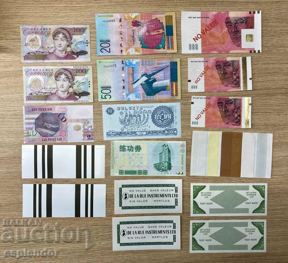 Test/trial banknotes from around the world from 1st c.