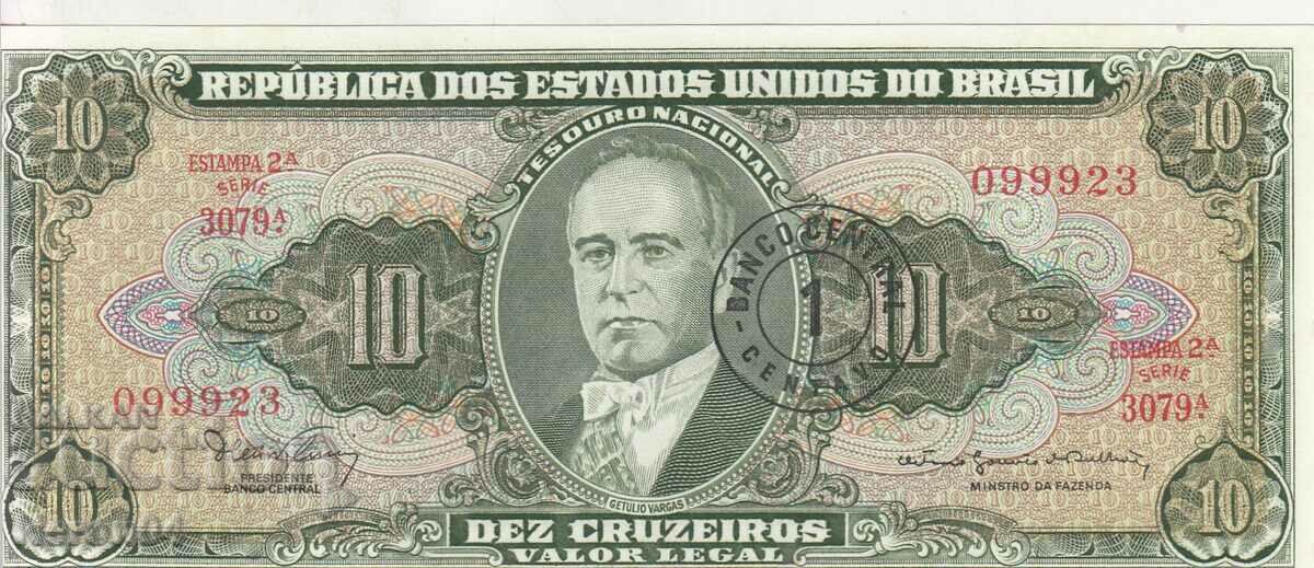 10 cruzeiros (overprint 1 centavo) 1966, Brazilia