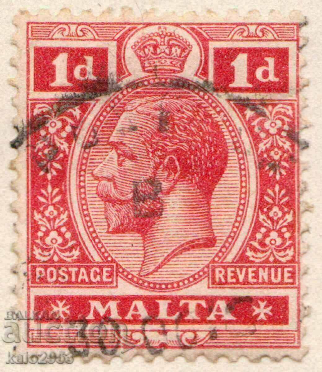 GB/Malta-1914-Regular-KG V, timbru