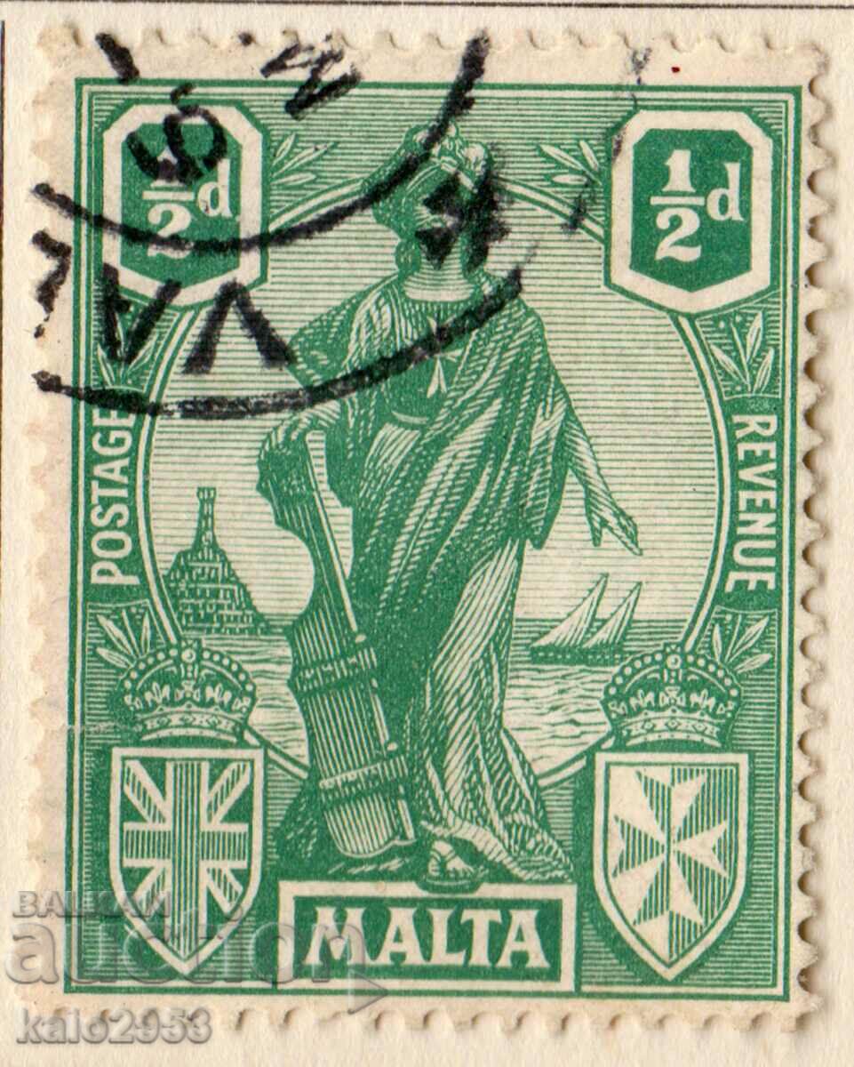 GB/Malta-1922-Regular-Allegory-Malta with shield, stamp