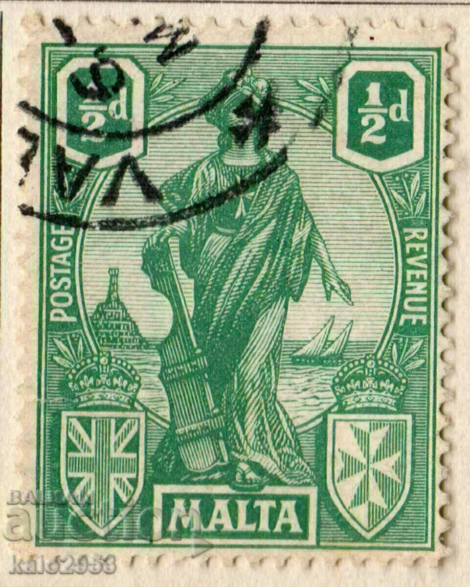 GB/Malta-1922-Regular-Allegory-Malta with shield, stamp