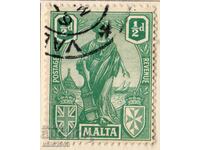 GB/Malta-1922-Regular-Alegory-Malta cu scut, stampila