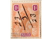 GB/Malta-1922-Regular-Allegory-Malta with shield,ink-rare!