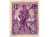 GB/Malta-1922-Regular-Allegory-Malta with shield, stamp