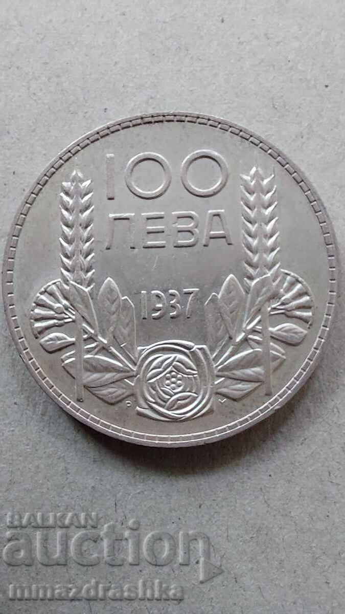 Argint 100 BGN 1937 an