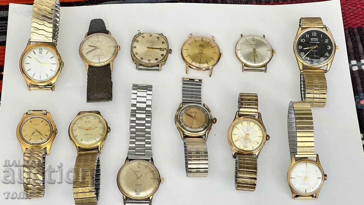 LARGE LOT OF GOLD-PLATED WATCHES 12 pieces BZC !!!