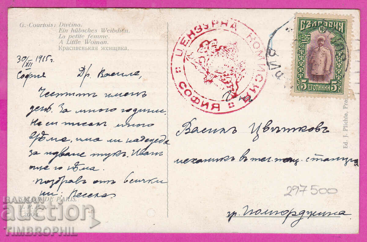 297500 / WW1 Civil Censorship SOFIA double-circle stamp
