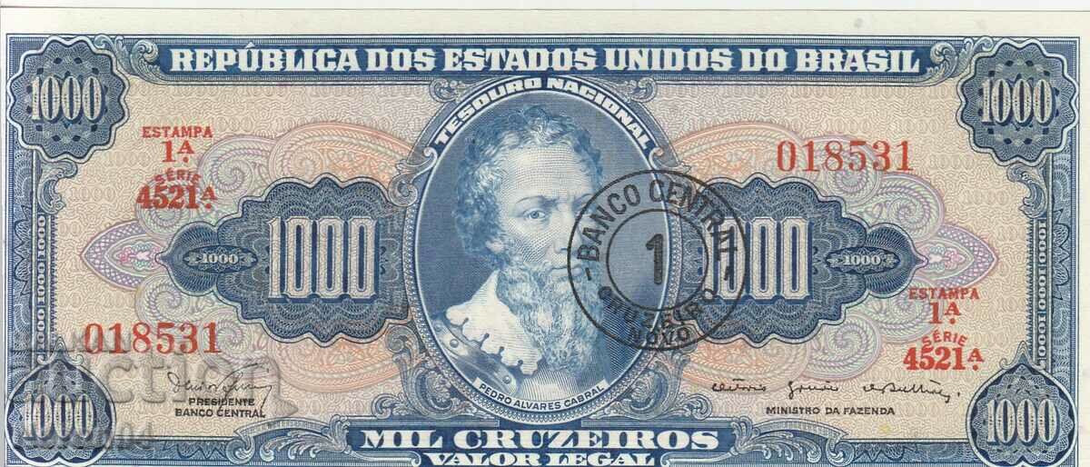 1000 cruzeiros 1966 (overprint of 1 cruzeiro), Brazil