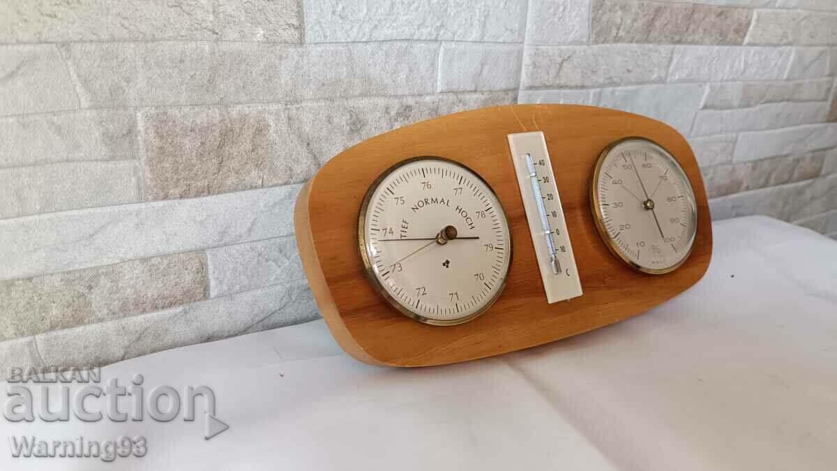 Licitație Barometru vechi german + termometru și higrometru - 1960.