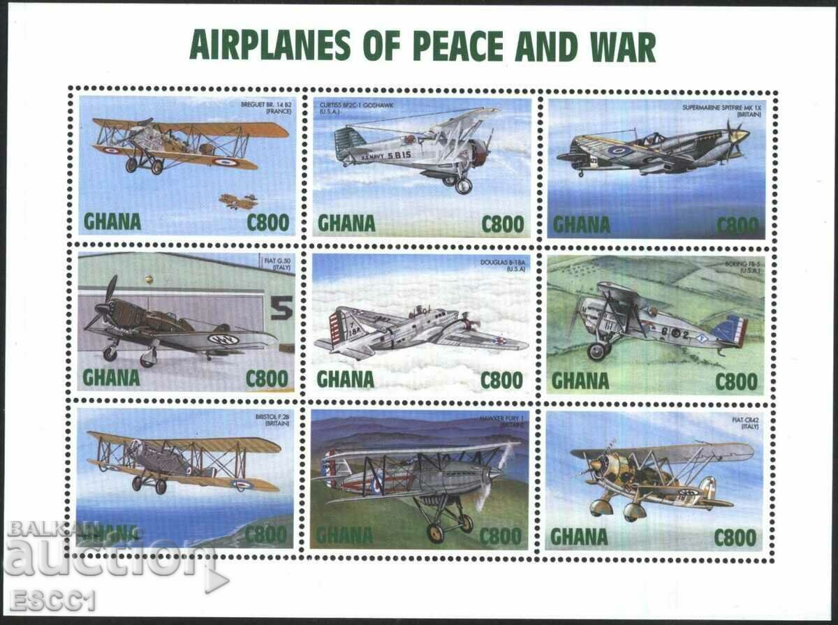 Чисти марки в малък лист Авиация Самолети 1998 от Гана