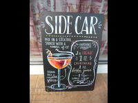 Metal Sign Cocktail Sidecar Shaker Ice Cognac Cointreau