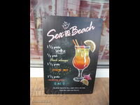 Sex on the Beach vodka schnapps peach metal cocktail sign