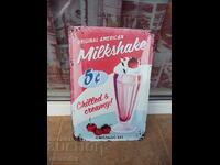 Placa metalica milkshake alimentar shake de fructe de capsuni