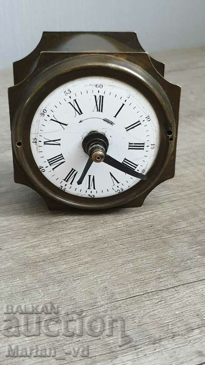 19th century French antique brass alarm clock by Albert Villon