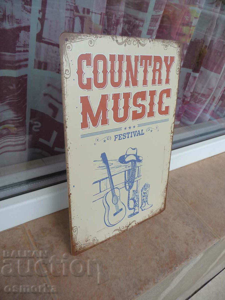 Metal sign country music fvstival guitar cowboy boot with price 18.00 BGN | € 9.20 Metal sign country music fvstival guitar cowboy boot with price 18.00 BGN | € 9.20
