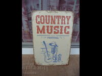 Metal sign country music fvstival guitar cowboy boot