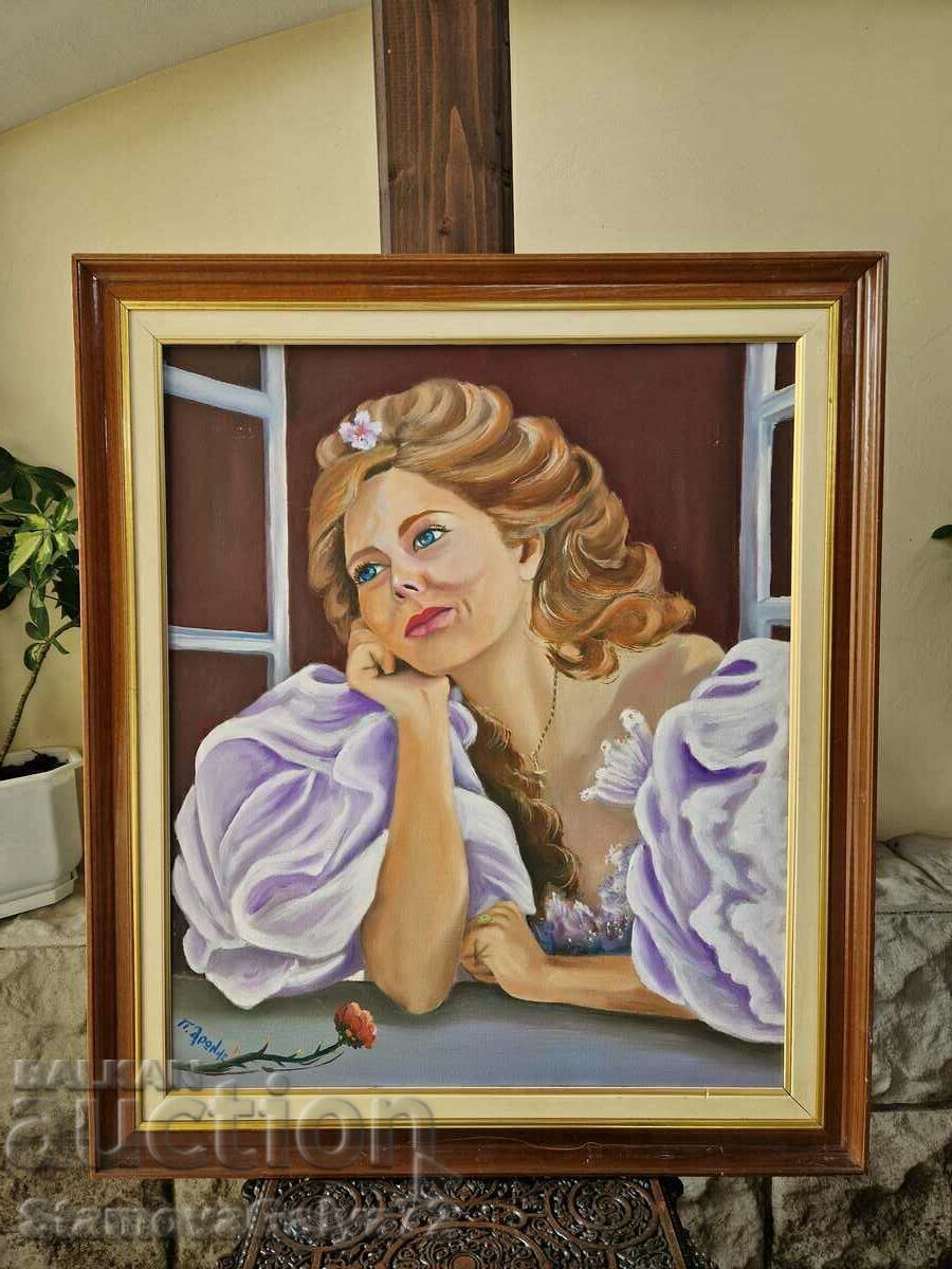 Beautiful antique original oil on canvas painting