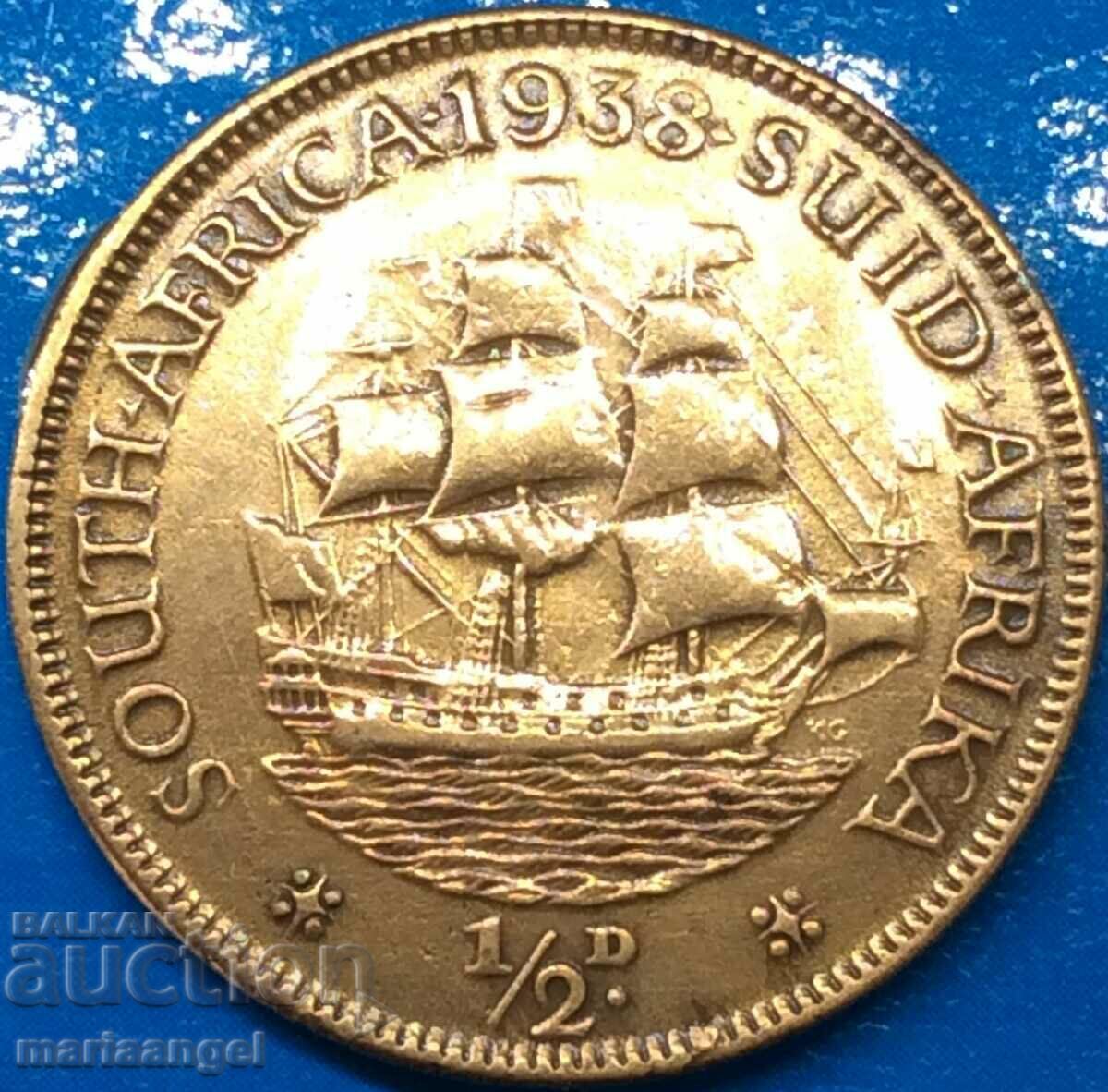 1/2 penny 1938 Africa de Sud culoare specială