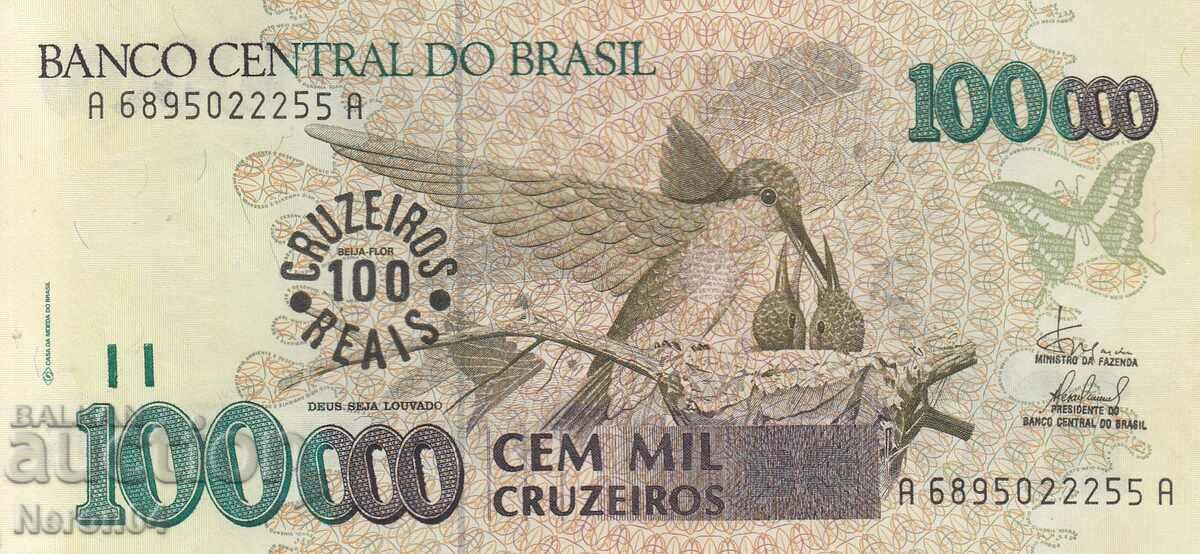 100000 cruzeiros 1993 (supraprintare a 100 cruzeiros), Brazilia