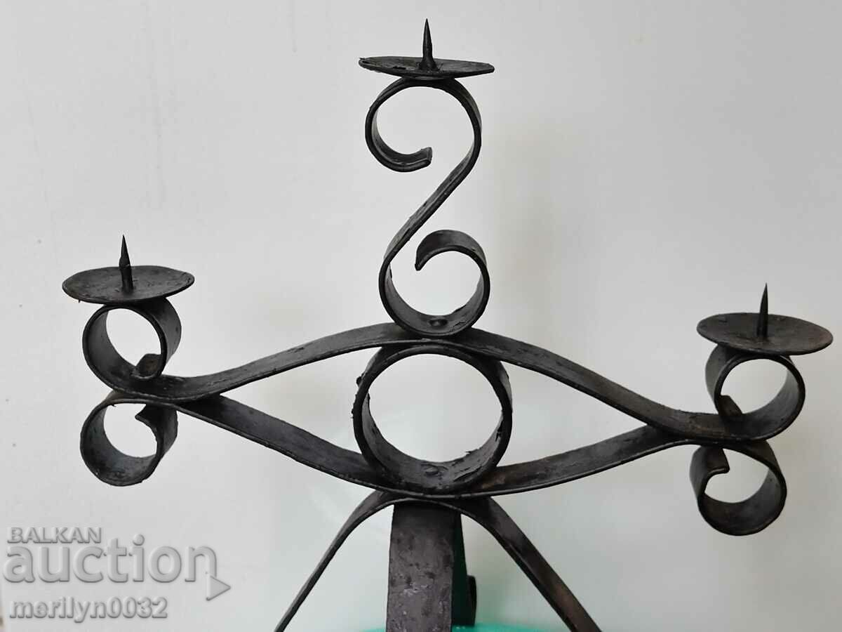 Auction Old forged candlestick, candle Auction Old forged candlestick, candle