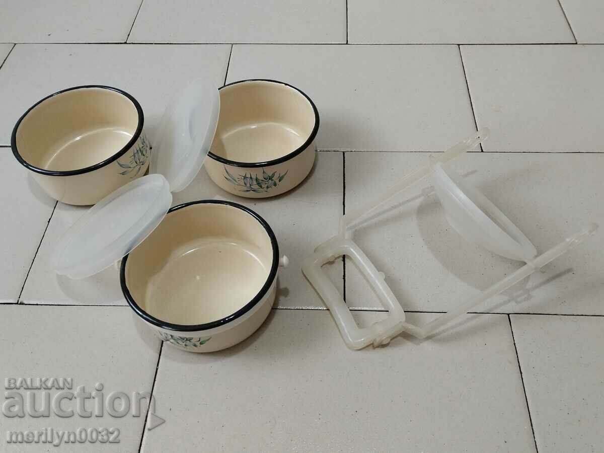 Jugs for food 3 pieces seferitas metal vessel enamel NRB - 6 Jugs for food 3 pieces seferitas metal vessel enamel NRB - 6