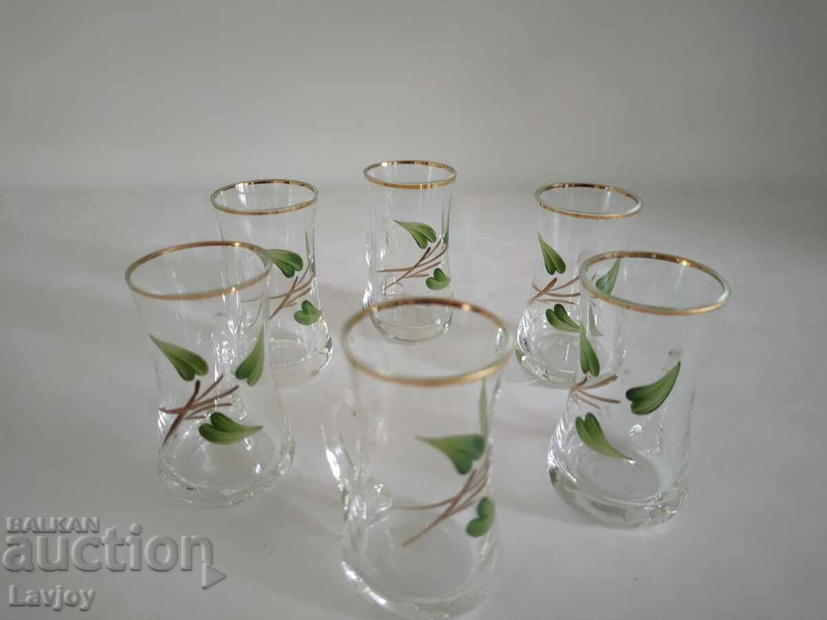Retro set of 6 glass glasses with price 60.00 BGN | € 30.68