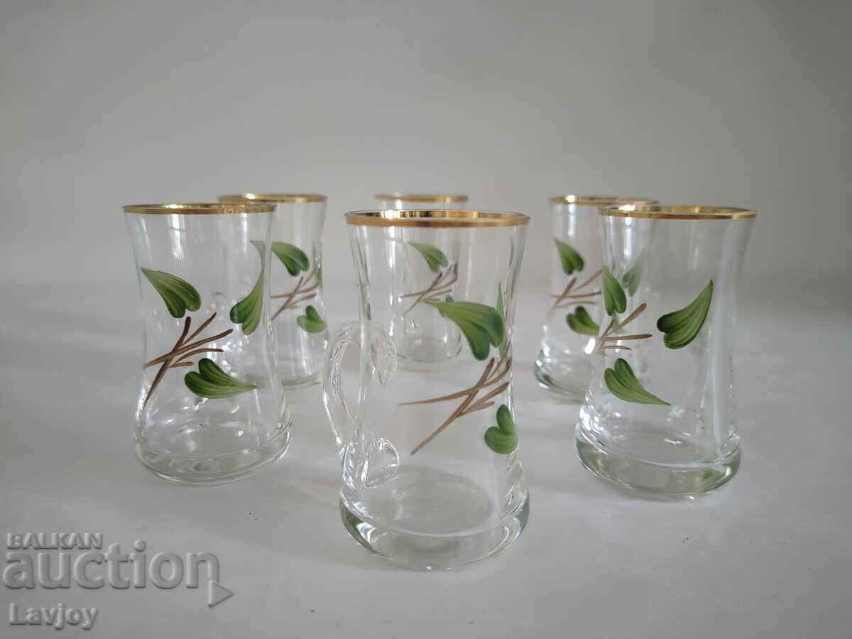 Retro set of 6 glass glasses