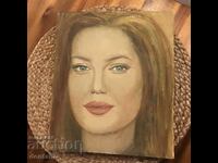 Oil painting - Portrait of Angelina Jolie 30/25 cm