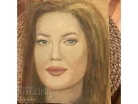 Pictura in ulei - Portretul Angelinei Jolie 30/25 cm