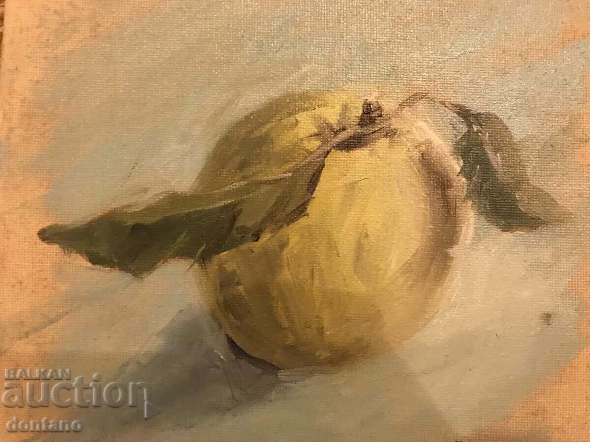 Oil painting - Still life - Apple with leaf 20/20 cm