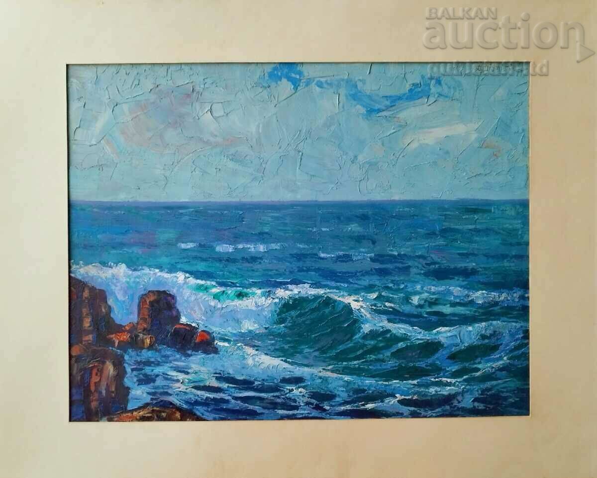 Картина, пейзаж, море, худ. Д. Дионисиев (1908-1992)