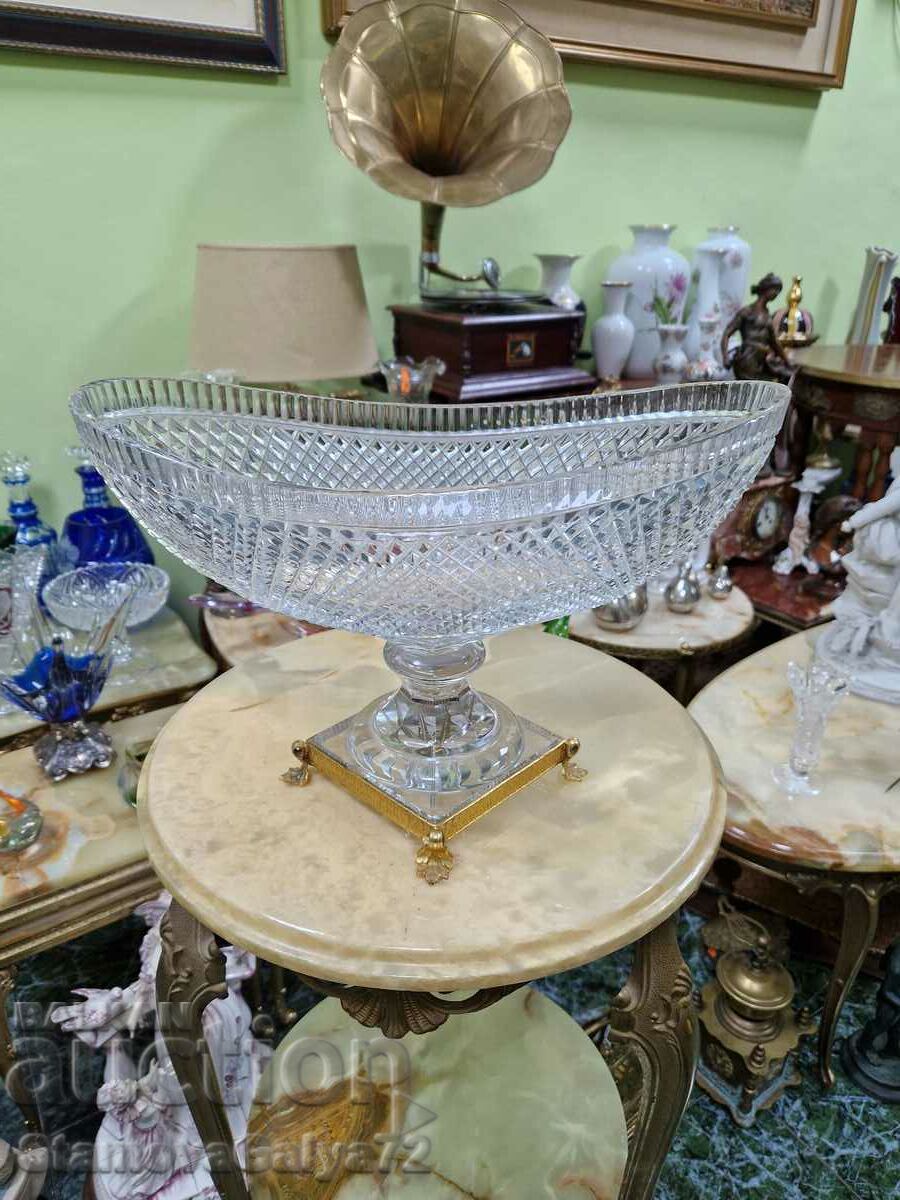 Unique large Belgian crystal bowl