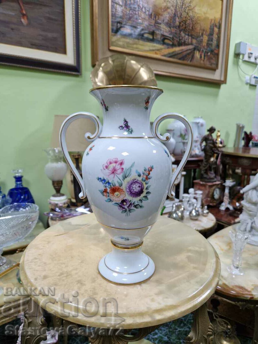 A rare old Hungarian Hollohaza porcelain vase