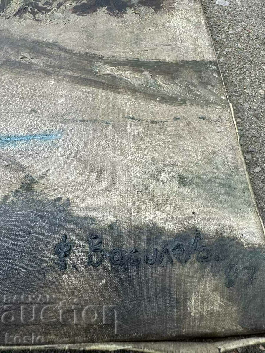 Παλιά μεγάλη ελαιογραφία - υπογεγραμμένη - 5