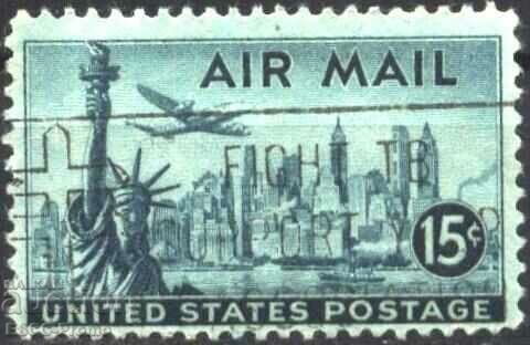 Avion ștampilat marca New York 1947 din SUA
